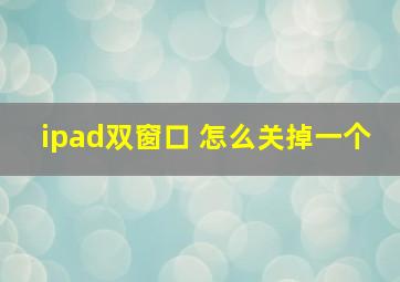 ipad双窗口 怎么关掉一个